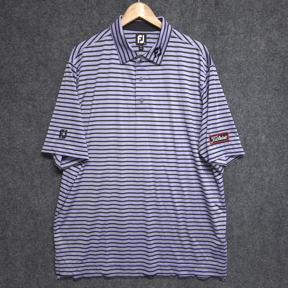 Footjoy Shirt Mens XL Titleist Performance Tour Purple Striped Golf Polo Relaxed